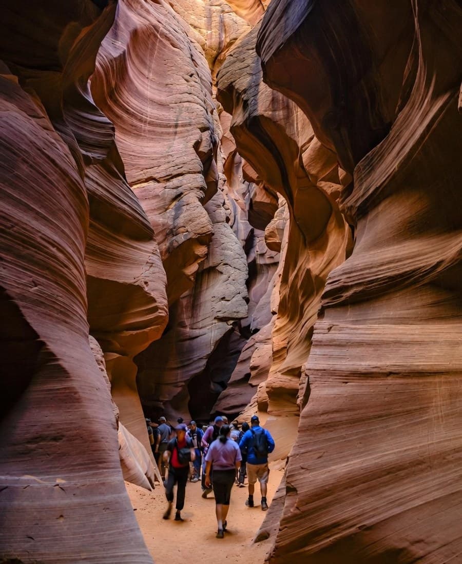 Tourists enjoying a guided day tour from Las Vegas